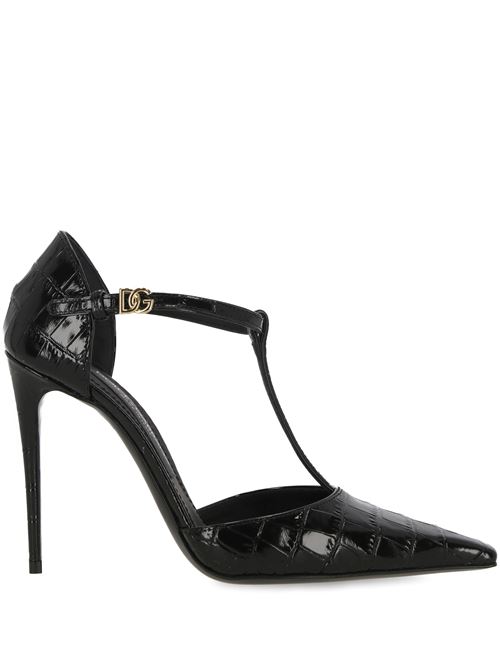 Pump nera effetto coccodrillo Dolce & Gabbana | CD1883A54918B956